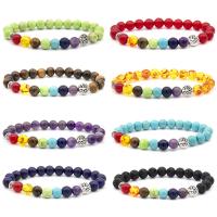 Gemstone Bracelets, with Tibetan Style, Round, silver color plated, fashion jewelry & different materials for choice & for man, more colors for choice, 8mm, Length:Approx 19 cm, Sold By PC