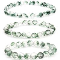 Green Phantom Quartz Bracelet Round fashion jewelry & for man green Length Approx 19 cm Sold By PC