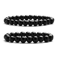 Des billes de verre bracelet, Rond, bijoux de mode & normes différentes pour le choix & pour homme, noire, Longueur Environ 19 cm, Vendu par PC