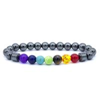 Gemstone Bracelets, Hematite, with Gemstone, Round, fashion jewelry & Unisex, mixed colors, 8mm, Length:Approx 19 cm, Sold By PC