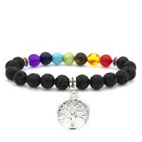 Gemstone Bracelets with Zinc Alloy Round silver color plated fashion jewelry & for man 8mm Length Approx 19 cm Sold By PC