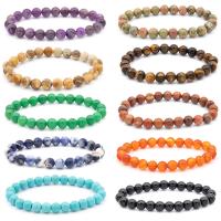 Gemstone Bracelets, Round, fashion jewelry & different materials for choice & Unisex, more colors for choice, 8mm, Length:Approx 19 cm, Sold By PC