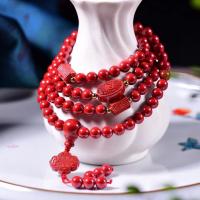 Cinnabaris Buddhistische Perlen Armband, für Frau, rot, 6mm, ca. 108PCs/Strang, verkauft von Strang