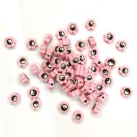 Polymer Clay Beads Flower ying yang & DIY pink 10mm Approx Sold By Bag