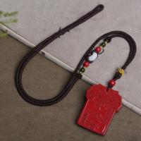 Laca esculpida colar, estilo folk & para mulher, vermelho, 42.20x34x7.40mm, comprimento Aprox 38 cm, vendido por PC
