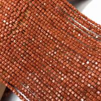 Goldstone Pärlor, Square, polerad, DIY & fasetterad, röd, 3-3.5mm, Såld Per Ca 38 cm Strand
