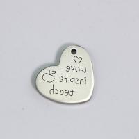 Stainless Steel Heart Pendants, 304 Stainless Steel, polished, DIY, original color, 15.40x18.40mm, 10PCs/Bag, Sold By Bag