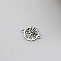 Stainless Steel Connector, 304 Stainless Steel, Tree, polished, DIY & 1/1 loop, silver color, 14.90x20.20mm, 10PCs/Bag, Sold By Bag