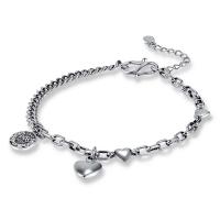 Brass Bracelet & Bangle, with 1.18 extender chain, silver color plated, vintage & for woman, silver color, nickel, lead & cadmium free, Length:6.89 Inch, Sold By PC