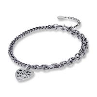 Brass Bracelet & Bangle Heart silver color plated vintage & Unisex silver color nickel lead & cadmium free 13mm Length 7.5 Inch Sold By PC
