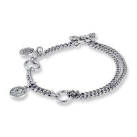 Brass Bracelet & Bangle, Round, silver color plated, Double Layer & for woman, silver color, nickel, lead & cadmium free, 9mm, Length:6.89 Inch, Sold By PC