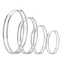 Brass Hoop Earring, silver color plated, different size for choice & for woman, silver color, nickel, lead & cadmium free, Sold By Pair