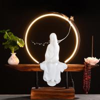 Backflow Incense Burner, Porcelain, handmade, for home and office & durable & with LED light & multifunctional, more colors for choice, 390x85x345mm, Sold By PC