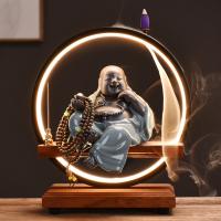 Backflow Incense Burner, Porcelain, half handmade, for home and office & durable & with LED light & multifunctional & different styles for choice, 475x100x370mm, Sold By PC