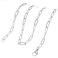 Stainless Steel Chain halskæde, 304 rustfrit stål, forskellige længde for valg & du kan DIY & Unisex, oprindelige farve, 0.80x4x10mm, Solgt af PC