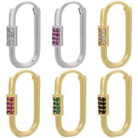 Cubic Zirconia Micro Pave Brass Earring, plated, micro pave cubic zirconia & for woman, more colors for choice, 13x22mm, Sold By Pair