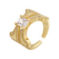 Rhinestone Finger Ring, Brass, gold color plated, Adjustable & for woman & with rhinestone, more colors for choice, 20mm, Sold By PC