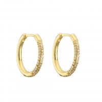 Brass Huggie Hoop Earring plated for woman & with rhinestone Sold By Pair