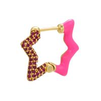 Laiton Leverback boucle d'oreille, Placage de couleur d'or, pour femme & émail & avec strass, plus de couleurs à choisir, 22x20mm, Vendu par paire