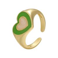 Brass Finger Ring, Heart, gold color plated, Adjustable & for woman & enamel, more colors for choice, 21mm, Sold By PC