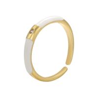 Cubic Zircon Brass δάχτυλο του δακτυλίου, Ορείχαλκος, χρώμα επίχρυσο, Ρυθμιζόμενο & μικρο ανοίξει κυβικά ζιρκονία & για τη γυναίκα & σμάλτο, περισσότερα χρώματα για την επιλογή, 21mm, Sold Με PC