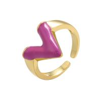 Латунь Манжеты палец кольцо, плакирован золотом, Регулируемый & Женский & эмаль, Много цветов для выбора, 14x21mm, продается PC