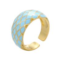 Ring Finger mosiądz, Platerowane w kolorze złota, Regulowane & dla kobiety & emalia, dostępnych więcej kolorów, 22mm, sprzedane przez PC
