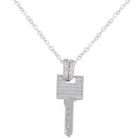 Cubic Zircon Micro Pave Brass Necklace Key plated micro pave cubic zirconia & for woman Length Approx 17.7 Inch Sold By PC