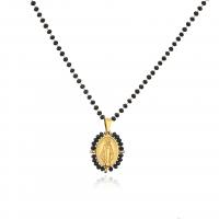 Messing Halskette, mit Glasperlen, plattiert, Modeschmuck & für Frau, keine, 24x38mm, Länge:60 cm, verkauft von PC