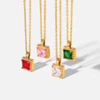 Titanstahl Halskette, goldfarben plattiert, Micro pave Zirkonia & für Frau, keine, 11mm, verkauft von PC