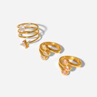 Ring Finger Titantium stali, Platerowane w kolorze złota, różne style do wyboru & mikro utorować cyrkonia & dla kobiety, dostępnych więcej kolorów, sprzedane przez PC