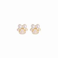 Zinc Alloy Stud Earring with Shell Pearl & Acrylic Claw gold color plated fashion jewelry & for woman Sold By Pair