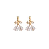 Tibetan Style Drop Earrings, with Crystal, gold color plated, for woman & with rhinestone, 12.50x24mm, Sold By Pair