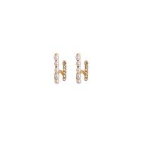 Zinc Alloy Stud Earring with Plastic Pearl Geometrical Pattern gold color plated micro pave cubic zirconia & for woman Sold By Pair