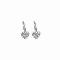 Zinc Alloy Stud Earring Heart platinum color plated for woman & with rhinestone nickel lead & cadmium free Sold By Pair