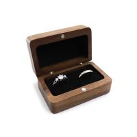 Walnut wood Couple Ring Box with Velveteen Rectangle black nickel lead & cadmium free Sold By PC