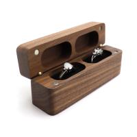 Walnut wood Couple Ring Box with Velveteen Rectangle portable & dustproof black nickel lead & cadmium free Sold By PC