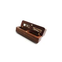 Walnut wood Couple Ring Box with Velveteen Rectangle portable & dustproof khaki nickel lead & cadmium free Sold By PC