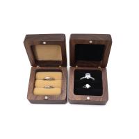 Walnut wood Couple Ring Box with Velveteen Square portable & dustproof nickel lead & cadmium free Sold By PC