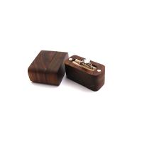 Walnut wood Single Ring Box with Cotton Fabric Rectangle portable & dustproof brown nickel lead & cadmium free Sold By PC