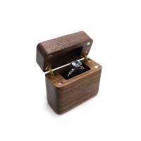 Walnut wood Single Ring Box with Velveteen Rectangle portable & dustproof black nickel lead & cadmium free Sold By PC