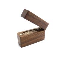 Walnut wood Gift Box, with Cotton Fabric, Rectangle, portable & dustproof, brown, nickel, lead & cadmium free, 60x20x41mm, Sold By PC