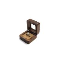 Walnut wood Single Ring Box with Velveteen & Acrylic Square portable & dustproof nickel lead & cadmium free Sold By PC