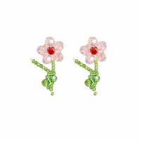 Zinc Alloy Stud Earring Crystal with Zinc Alloy Flower fashion jewelry & for woman Sold By Pair