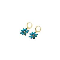 Zinc Alloy Drop Earrings with Crystal Flower gold color plated fashion jewelry & for woman Sold By Pair