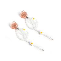 Zinc Alloy Drop Earrings Acrylic with Crystal & Zinc Alloy Flower fashion jewelry & for woman Sold By Pair