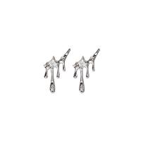 Tibetan Style Stud Earring, platinum color plated, for woman & with rhinestone, nickel, lead & cadmium free, 20x35mm, Sold By Pair