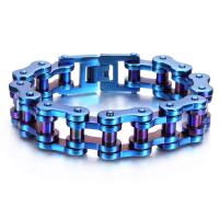 Partículas de aço pulseira, banhado, para o homem, azul, comprimento Aprox 9.25 inchaltura, vendido por PC