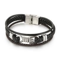 Titanium Steel Bracelet with cowhide cord plated multilayer & dyed & for man Sold By PC