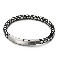 Titanium Steel Bracelet, with Cotton Cord, plated, dyed & for man, more colors for choice, Length:Approx 8.26 Inch, Sold By PC